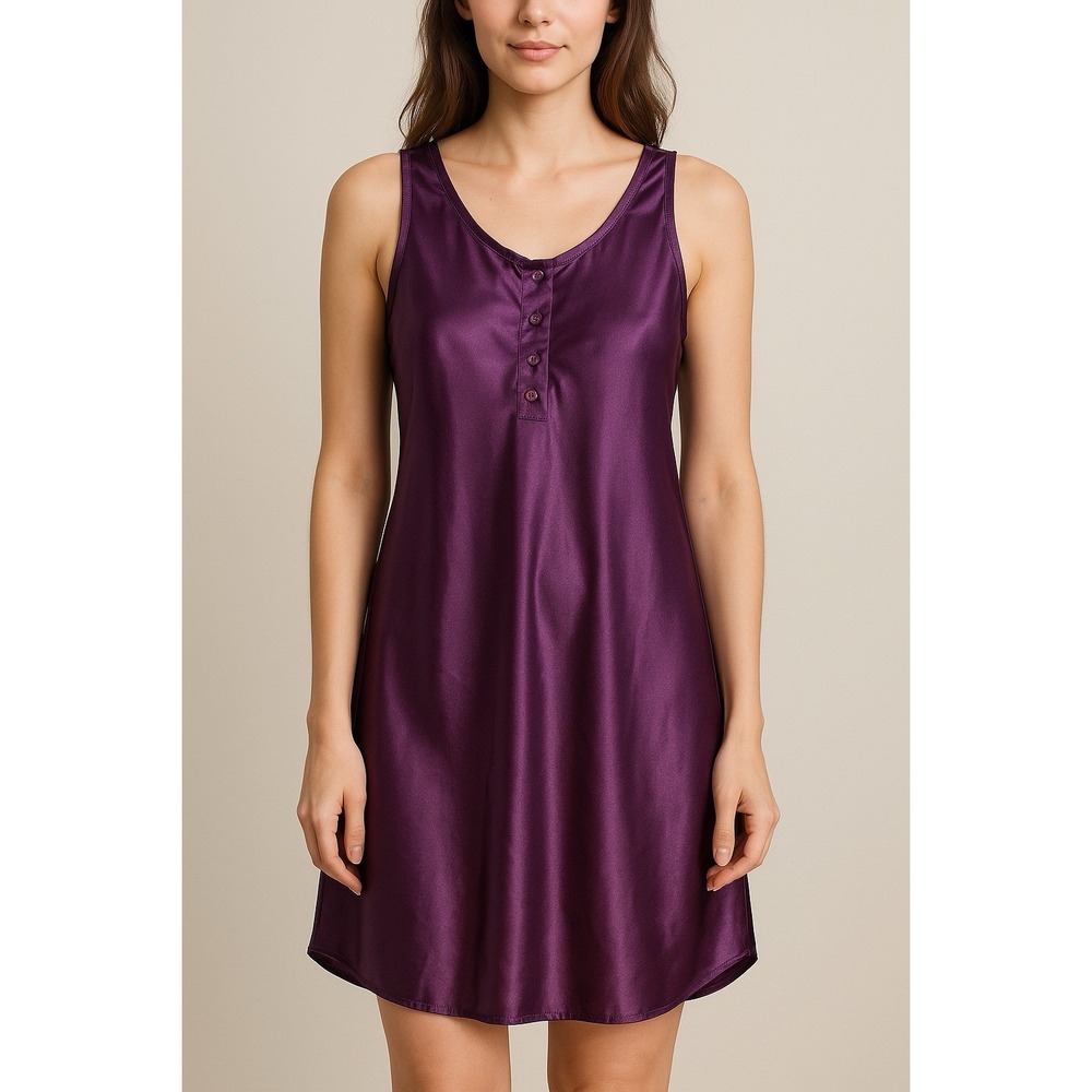 VTG Cinema Etoile‎ Women's Sz M Purple Satin Nightgown Chemise Sleeveless